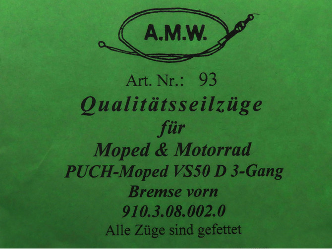 Bowdenzug Puch VS50 D 3-Gang Bremse vorn 112.5cm A.M.W. product